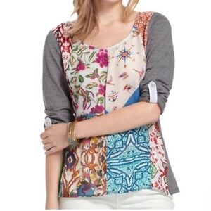 One September Anthropologie Women's Multicolor‎ Patchwork Top size P/Small